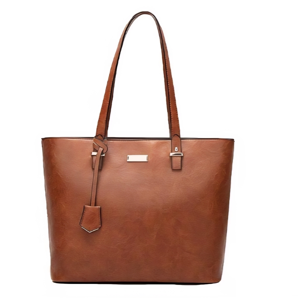Brown Faux Leather Tote